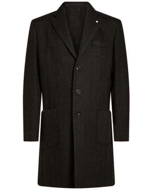 L.B.M. 1911 Charcoal Coat Wool, Cotton, Nylon, Polyester - Black