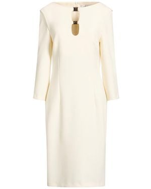 SIMONA CORSELLINI Ivory Midi Dress Polyester, Viscose, Cotton, Elastane - Natural