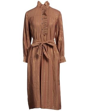 Antik Batik Camel Midi Dress Viscose, Lurex - Brown