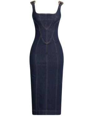 Versace Jeans Couture Midi Dress Cotton, Elastane - Blue