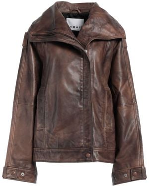 REMAIN Birger Christensen Distressed Lambskin Biker Jacket - Brown
