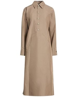 Fendi Khaki Midi Dress Cotton, Silk - Natural
