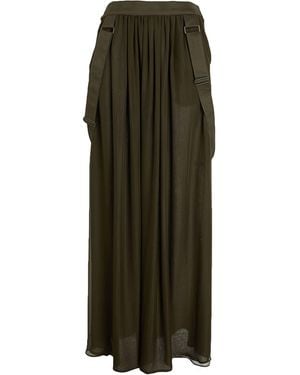 Max Mara Military Maxi Skirt Silk, Cotton - Green