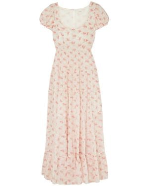 Doen Ruby Gestuftes Maxikleid Aus Baumwoll-voile Mit Blumenprint - Weiß