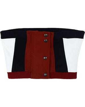 DSquared² Strapless Flannel Leather Zipper Top - Red