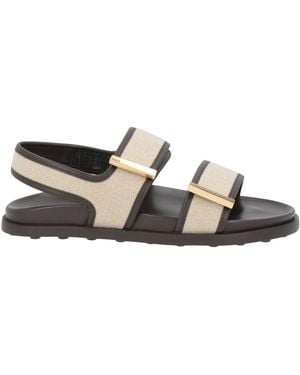 Tod's Sandals Leather, Textile Fibers - White
