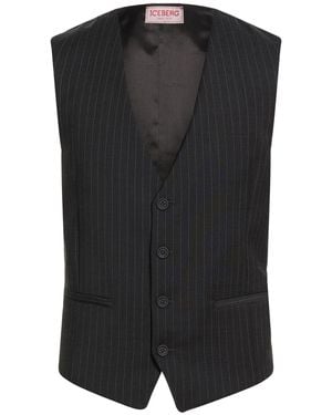 Iceberg Charcoal Tailored Vest Polyester, Wool, Elastane, Viscose, Acetate - Black