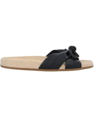 Charlotte Olympia Bow-Detailed Leather Flat Sandals - Blue