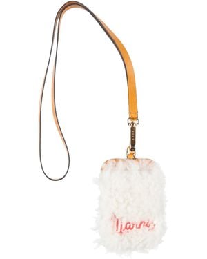 Marni Document Holder Leather, Shearling - White