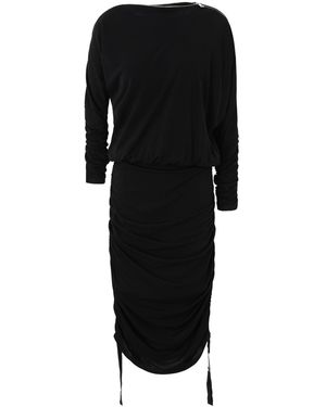 KARL LAGERFELD Crepe Jersey Shirred Dress Midi Dress Viscose - Black