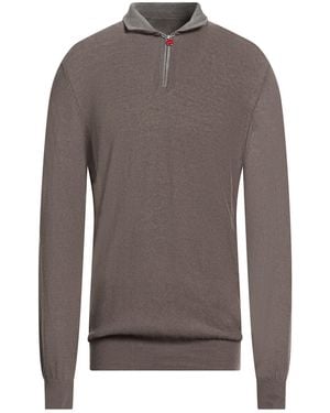 Kiton Sweater Linen, Cashmere, Goat Skin - Brown