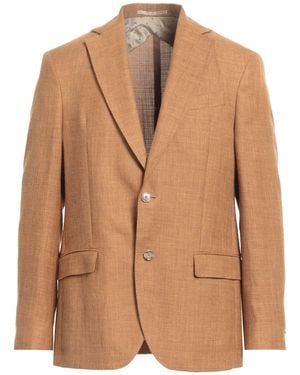 Sand Copenhagen Solid Linen-Blend Lapel Blazer - Brown