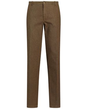 Etro Khaki Pants Cotton, Viscose, Polyester - Brown