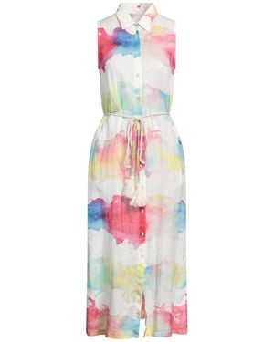 120% Lino Midi Dress Linen - White