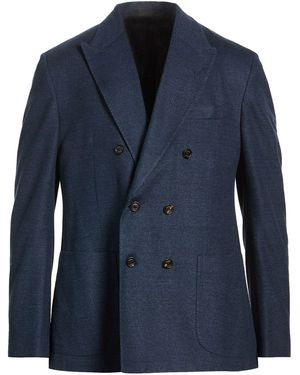 Eleventy Midnight Blazer Linen, Cotton, Goat Skin - Blue