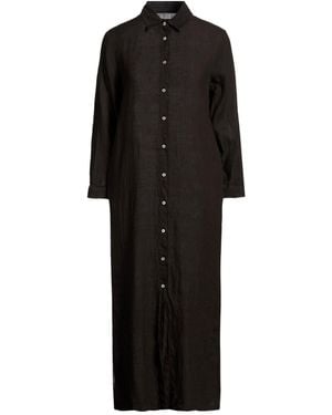 120% Lino Midi Dress Linen - Black