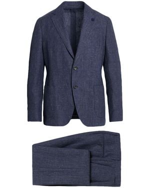 Lardini Slate Suit Linen, Wool - Blue