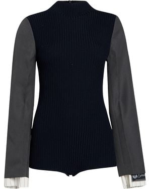 Jean Paul Gaultier Bodysuit Virgin Wool, Polyamide, Polyester, Wool - Blue