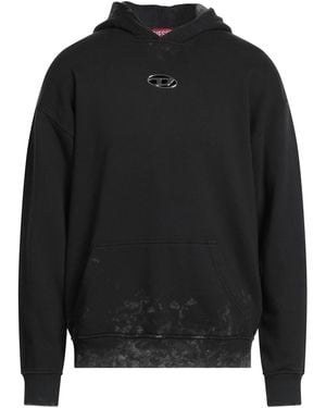 DIESEL Distressed Hoodie With Kangaroo Pocket - Black
