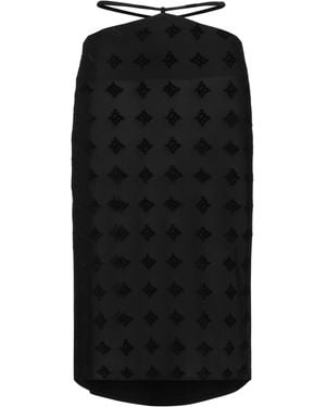 MISBHV Velvet Viscose Polyester Pencil Skirt - Black