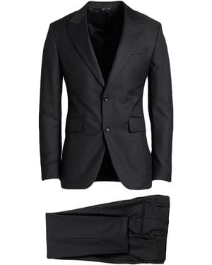 Reveres 1949 Charcoal Suit Virgin Wool - Black