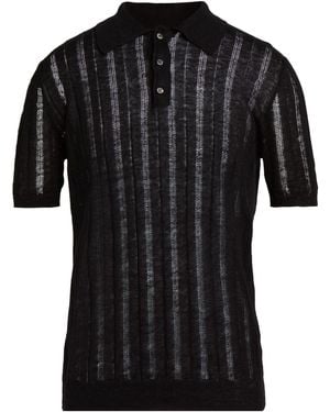 Roberto Collina Polo Shirt Linen - Black