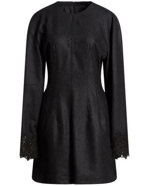 Brunello Cucinelli Charcoal Mini Dress Virgin Wool - Black