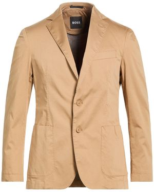 BOSS Camel Blazer Cotton, Polyamide, Polyester, Elastane - Natural