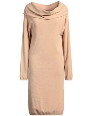 SEVENTY VENEZIA Camel Midi Dress Viscose, Polyester, Polyamide - Natural