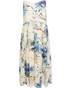 ALESSIA SANTI Cream Midi Dress Cotton - White
