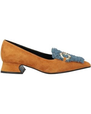 Luciano Barachini Court Shoes Leather, Textile Fibres - Brown