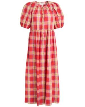 The Great Midi Dress Cotton, Linen - Red