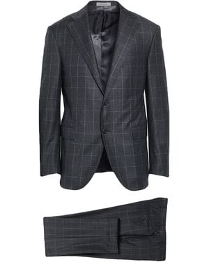 Corneliani Charcoal Suit Virgin Wool - Blue