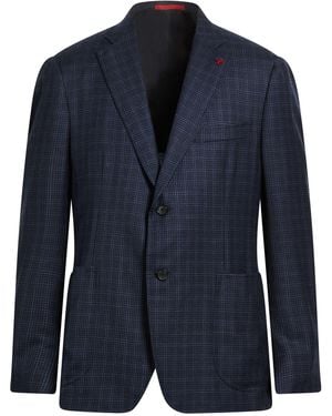 Isaia Midnight Blazer Wool, Silk - Blue