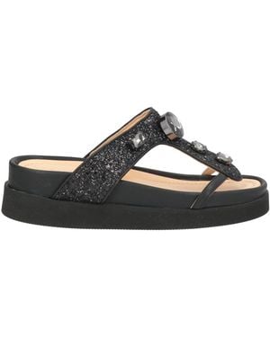Apepazza Sandals Leather, Textile Fibers - Black