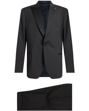 Lardini Suit Wool, Elastane - Black