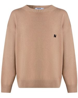 MSGM Sweater Mohair Wool, Cashmere - Natural