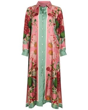 Franco Ferrari Antique Rose Midi Dress Silk - Red