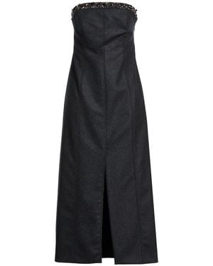 Brunello Cucinelli Midi Dress Virgin Wool, Glass - Black