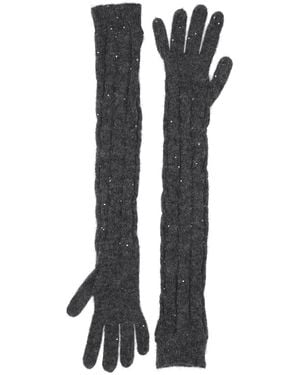 Brunello Cucinelli Charcoal Gloves Mohair Wool, Polyamide, Cotton, Wool, Polyester - Black