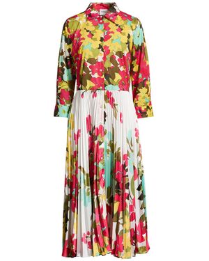 Sara Roka Fuchsia Midi Dress Polyester, Cotton, Elastane - Red