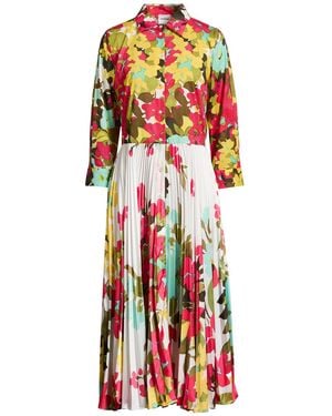 Sara Roka Fuchsia Midi Dress Polyester, Cotton, Elastane - Red