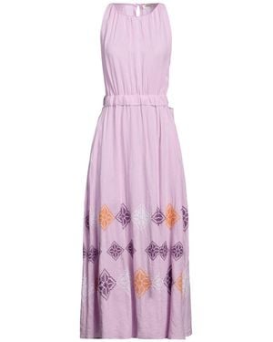 Sandro Embroidered Linen-gauze Midi Dress - Pink