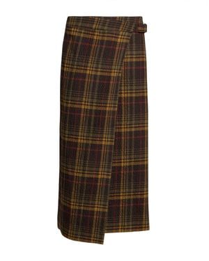 True Royal Midi Skirt Wool, Viscose, Polyester, Elastane - Brown