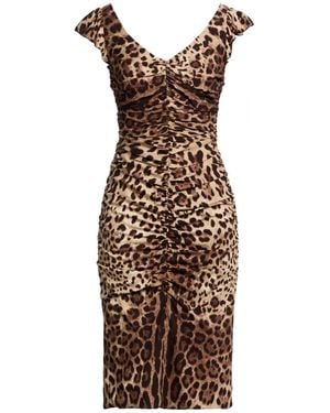 Dolce & Gabbana Midi Dress Silk, Elastane - Brown