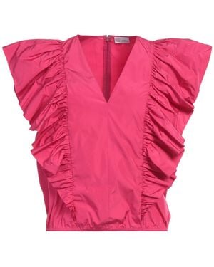 Tシャツ・カットソー RED VALENTINO TAFFETA TOP WITH PUFF SLEEVES Red Valentino Redvalentino Puff Sleeve Taffeta Top In Blue