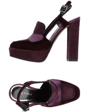 Etro Plum Court Shoes Textile Fibres, Soft Leather - Purple