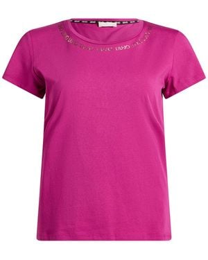 Liu Jo Fuchsia T-Shirt Cotton, Elastane - Pink