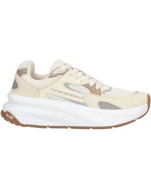 EA7 Cream Sneakers Polyester, Polyurethane, Polyamide, Elastane - White