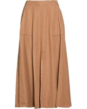 ROSSO35 Camel Midi Skirt Cotton, Linen - Brown